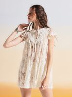 Vestido Plisado con Encaje Oversize Festival