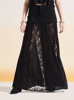 Falda Maxi Festival con Encaje y Denim