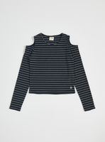 Polera Abertura Hombros y Rayas Lurex