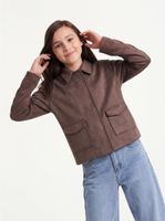 Chaqueta Suede con Bolsillos