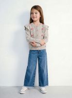 Jeans Wide Leg con Bordes Desgastado