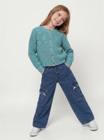 Jeans Cargo Wide Leg con Bordados Color