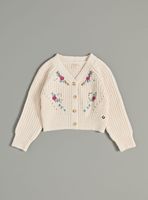 Chaleco Chenille Cuello V y Flores Bordadas