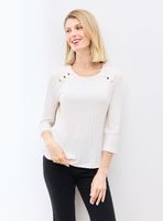 Polera Tela Acanalada con Botones Decorativos