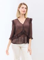 Blusa de Gasa Estampada y Vuelos