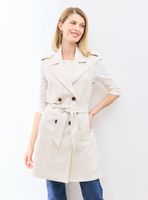 Abrigo Tipo Trench de Gamuza Sintética sin Mangas