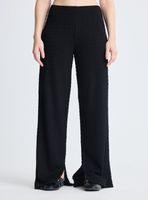 Pantalón Textura Acanalada Wide Leg Tiro Alto