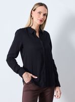 Blusa Básica de Manga Larga y Botones