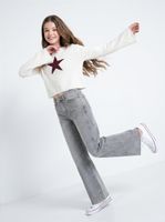 Jeans Tachas en Bolsillo con Corte Frontal