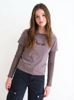 Polera Estampado Alas y Mangas Mesh