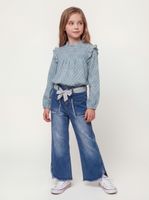 Jeans Flare Desflecado con Cinturón de Pañuelo