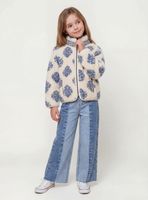 Jeans Wide Leg Paneles y Bolsillos con Bordado