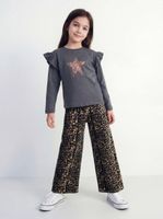 Pantalón Wide Leg Estampado Marine Algodón