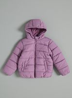 Parka Puffa con Capucha Color Sólido