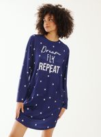 Camisa de Dormir con Bolsillo Delantero Estampada