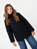 Parka Larga con Capucha Forrada con Sherpa