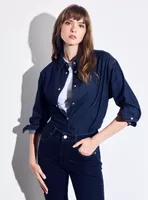 Blusa Camisera Demim Manga Larga