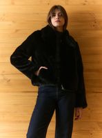 Chaqueta de Piel con Cuello Solapa