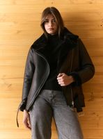 Chaqueta Bonded Efecto Cuero con Interior de Piel