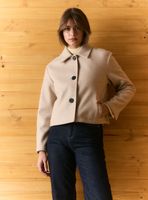 Abrigo de Paño con Cuello Solapa y Bolsillos