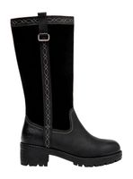 Bota Cuero Taco Cuadrado Larga Mujer