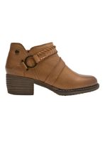 Botín Caña Corta Detalle Hebilla Circular Mujer