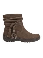 Botín Arrugado y Detalle Fleco  Cuero Mujer