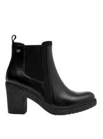 Botín Alto de Taco Cuadrado Cuero Mujer