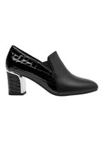 Zapato Casual Mujer Texturizado Cuero y Taco Cuadrado