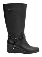 Bota Lazo Trenzado Cuero Taco Chino Mujer