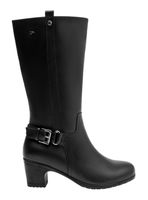 Bota Punta Redonda de Cuero Mujer Taco Cuadrado