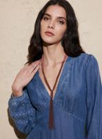 Collar Largo de Mostacillas con Diseño Nudo