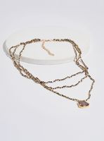 Collar Multilayer de Mostacillas con Colgante de Piedra