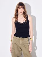 Polera Tirantes Encaje Acanalada