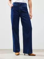 Jeans Wide Leg Rayas Cierre Sastrero