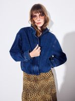 Chaqueta Bomber Denim con Cuello Alto Funnel