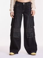 Jeans Wide Leg Bolsillos Cargo