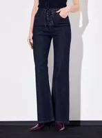 Jeans Wide Leg Bragueta con Amarras