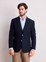 Vestón Recto Paño Liso Azul