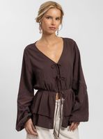 Blusa Amarres Frontales Violeta Café