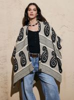 Poncho Tipo Chal Diseño Estampado Bicolor