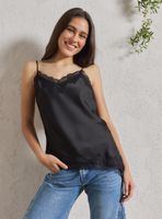 Blusa Cuello V con Tirantes Delgados y Encaje