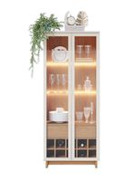 Vitrina Cristalera Guanabara Café Off White 175.6x40x71.6 cm