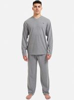 Pijama Largo Cuello En V Algodón Liso