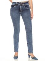 Jeans Slim Tiro Alto Push Up Pretina Media 2 Botones