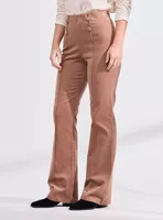 Pantalón de Pana con Diseño Espiga y Botones Decorativos