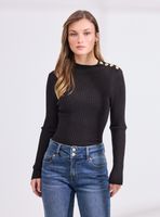 Sweater Acanalado con Botones en Hombro