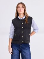 Chaleco sin Mangas con Botón Decorativo