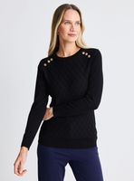 Sweater Punto Jersey con Dorno de Botones