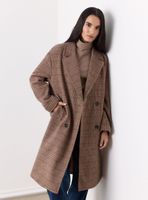 Abrigo con Diseño de Cuadros Tela con Mezcla de Lana